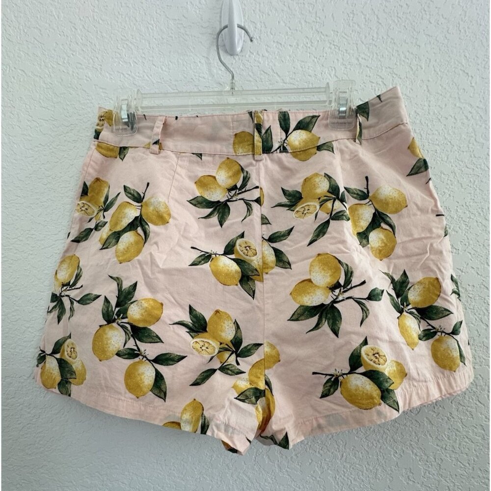 Mackenzie & Me Womens Shorts L Pink 100% Cotton Lemon‎ Print Tuscany Italy Farm - Picture 5 of 12